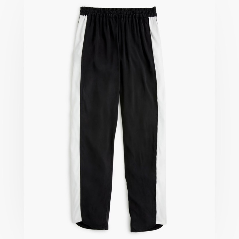 J. Crew x Universal Standard Stripe-Inset Cupro Pants Black White XS